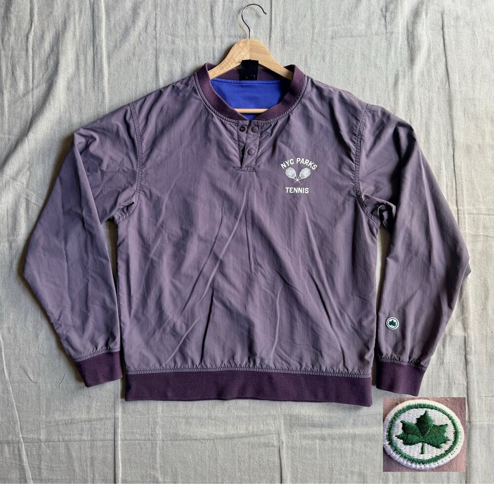 Only Y Jacket Men's S Tennis Lightweight Henley Pullover NYC Parks Purple Read